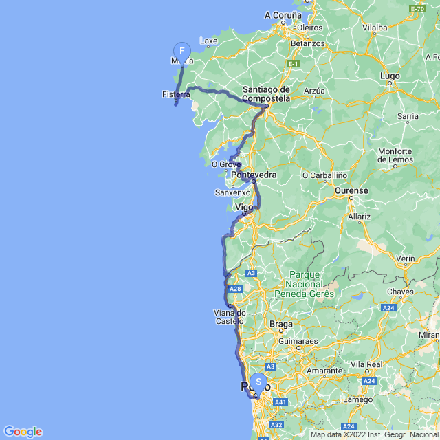 maps camino de santiago portugal coast
